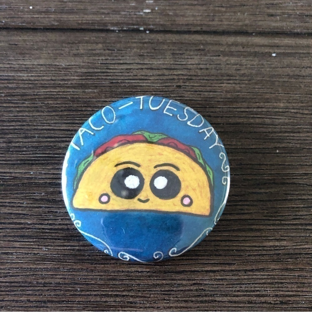 Handmade Taco Tuesday button pin